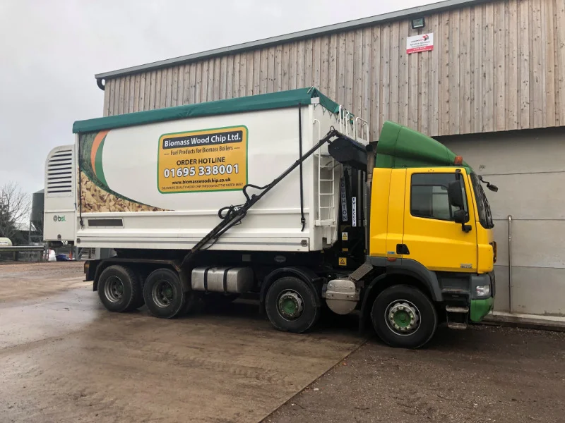 Our wood chip lorry at the yard, ready for a delivery to Ormskirk